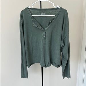 Aerie Green Crop Relaxed Sweatshirt